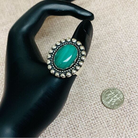 Carolyn Pollack Relios Sterling Silver Malachite Ring - Picture 1 of 4